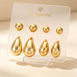 Women's Vintage Elegant Teardrop Stud Earring Set - Gold