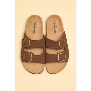 Unisex, men and women flat sandles-Brown buckle