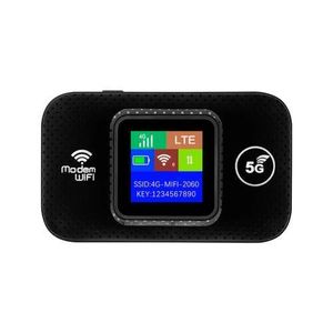 Original Portable 4G/5G MiFi Device with LCD Monitor- Open To All SIM Cards (Lyca,Airtel,MTN)- Black