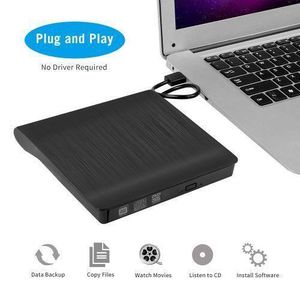 Usb 3.0 Portable Slim External DVD/CD-RW Optical Drive - Black .