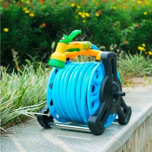 Rocky Mountain portable garden hose reel with a 1/2 inch by 15-meter hose. 