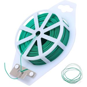 2pcs 20M green plant twist tie wire spool designed to secure and train plants