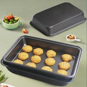 Baking Deep Baking Pans Set, Rectangle Cake Pan for Oven, 3pcs - Black
