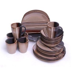 Other 24 Pieces Of Cups Plates Bowls Dinner Set - Brown