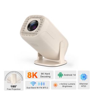 V5 Smart Mini Projector – 150 ANSI Lumens, Android 14, WiFi 6, Auto Keystone, 270° Gimbal Stand, FHD/UHD Portable Home Theater Projector