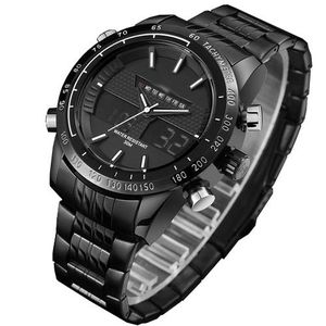 Naviforce Stainless Steel Digital, Analog Wrist Watch - Black
