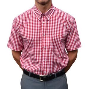 Men's Checked Short Sleeve Shirt - Red,White