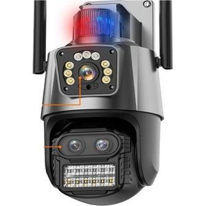 Advanced Dual-Lens Outdoor Security Camera with Integrated Siren - Multicolor