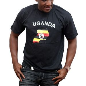 Emmanuel Ahimbisibwe Uganda Flag Map Designed Men's T-Shirt - Black