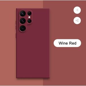 Samsung Galaxy S21 Ultra, S22 Ultra, S23 Ultra , S24 Ultra Pure Wine Red Silicone Case Full Body And Screen Protection Phone Cover