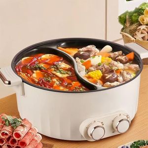 Multi-Functional Electric Hot Pot and Grill / Dual-Compartment Shabu Shabu and BBQ Cooking Pot