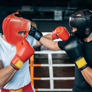 Kick Boxing Sanda Taekwondo Muay Thai Helmet Head Protector Karate Sparring Head Gear - Multicolour 