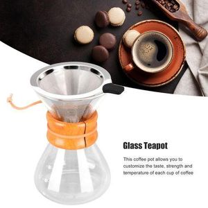 400ml Heat Resistance Borosilicate Glass Carafe Pour Over Coffee Pot, Coffee Kettle Heat Resistance Durable Simple Design Save Time with Filter for Cafe for Coffee Lover for Family