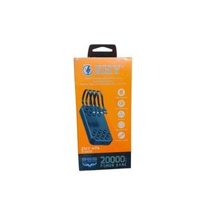 ZHY Power Bank20,000mAh PowerBank that includes built-in multi-charging cables - Black
