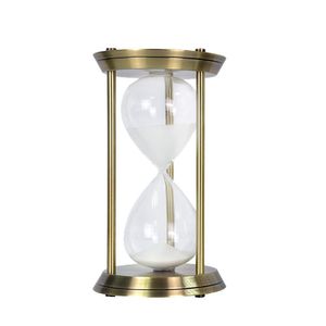 18*10cm Sand Timer Rotating Hourglass Brass Tone 15 30 60 Minutes Metal Sand Glass Sand Timer Vintage Gift for Vintage Home Décor Wedding Gift Metal 720 Rotating One Hour For Home Desk Office Decorative -Multicolor