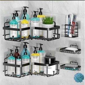 (5pcs) bathroom corner shower caddy - Black.