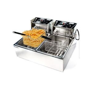 Commercial Double Deep Fryer, 12 Litres - Silver