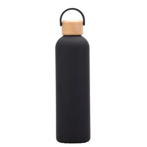 750ml Stainless Steel Vacuum bottle with wooden lid and silicone handle- multicolor 