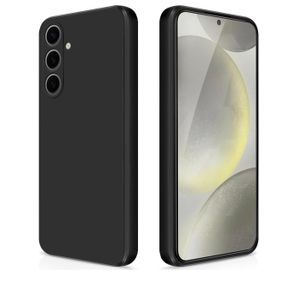 Silicone Case Compatible with Samsung Galaxy S24 Plus, Full Body Silky Soft Touch Phone Case with Camera Protection, Shockproof Cover with Microfiber Lining, Black