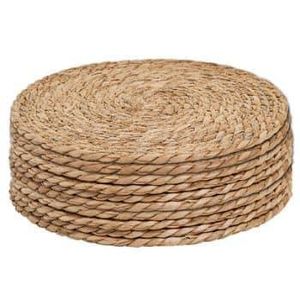 6 Pack Round Woven Natural Rattan Placemats for Dining Table (12 inch) for Hotel Party Wedding Decor in Tables Mat Home Made of Seagrass