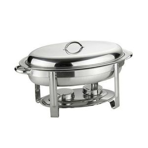 Oval Roll Top Chafing Dish Buffet Chafer Steam Food Warmer- Silver.