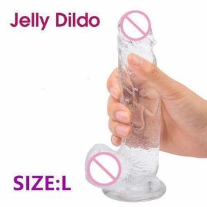 Realistic Peniis Suction Cup Simulation Transparent Diildo For Women