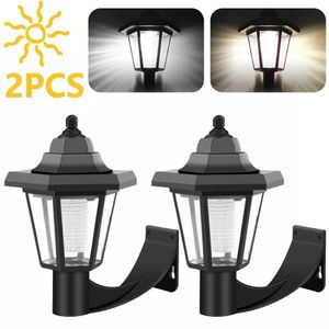 2pcs outdoor solar wall mounted garden lights - white light