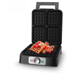 Dsp Waffle Maker, 4-Piece Non-stick Square Waffle Maker, 1500W with Adjustable Temperature Control,  Non-Stick Coating and Overheat Protection, Heat Insulation Touch Handle, Compact Design, Easy To Store, Suitable for Home, Kitchen, Dining Room 