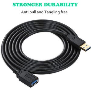 1.5M USB Male to Female Extension Cable USB A Male to USB A Female Data Transfer and Charging Adapter for Keyboard, Mouse, Printer, USB Flash Drive for Multiple Devices, Black