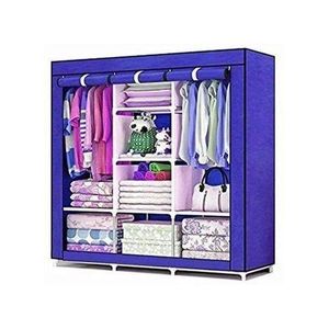 3 Column Steel Cloth Wardrobe Not Assembled - Navy Blue
