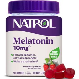 Natrol Melatonin 10mg Fast Dissolve Gummies (90 Count) – Sleep Aid Supplement, Strawberry Flavor – Imported from USA