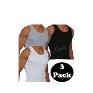 Mens Black 3pk Sleeveless Vests