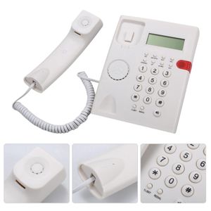 Display and inquiry function, adjustable LCD brightness, wired hands-free speakerphone desk phone (white)
