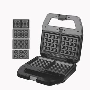 Dsp 4 in 1 Waffle Maker Sandwich Nuts Donuts Shells Maker Machine Barbecue Electric Baking Pan With Thermostat 800W- Multicolor