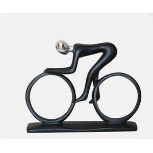 Abstract Bicycle Rider Resin Sculpture – Art Deco Cyclist Statue – Modern Home & Office Decorative Figurine