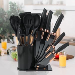 Silicone kitchen utensils and knife set