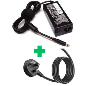 DELL small pin 65w complete charger adapter with UK 3pin plug power cable 65 watts 