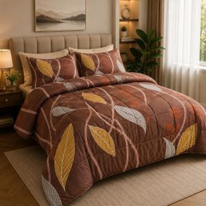 Grace Foam 5*6 Duvet Set, 1 Duvet ,1 Bedsheet & 2 Pillow Cases -Brown