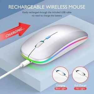  Bluetooth Wireless Mouse Rechargeable Silent 2.4G-sliver