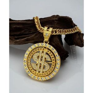 Jewelry  hip hop street style golden plated rotating Bitcoin sign Necklace For Legit Gentlemen