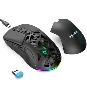 Yesido KB46 Rechargeable Wireless Mouse with  6400 DPI Adjustable Sensitivity, 7 LED Lighting Effects, BT5.1 & 2.4G Dual Modes, 650mAh Battery for Windows/Mac, 7 Programmable Keys 