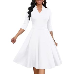 Dress for Women V Neck 3/4 Sleeve Midi Causal, Party A-Line Dresses with Pockets