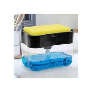 2 in 1 Countertop Dish Washing Liquid Soap Dispenser Pump With Sponge Holder Hand Sink Caddy Organiser