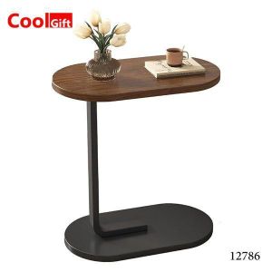 C Shaped End Table,Snack Side Table Slide Under Couch Sofa,Small End Table Oval Side Table
