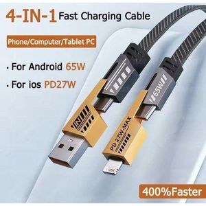 Original 4-in-1 USB Charging Cable – 65W Super Fast Charger IPhone, IPad, MacBook, Android, Samsung Compatible Durable & Tangle-Free – Black' yellow 