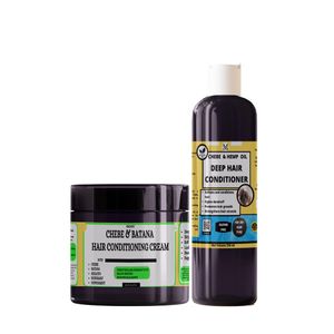 Mekis Chebe Conditioning Set (Leave-In + Rinse-Out) - Repairs damage makes detangling easier.