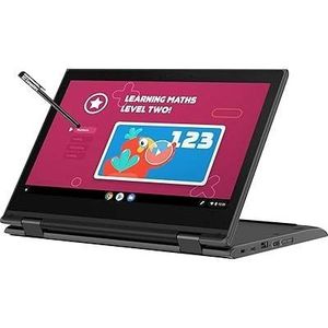 Lenovo Refurbished 300e X360 11.6" Touchscreen Convertible 2 in 1  Intel 4-Cores Processor, 320GB Total STORAGE (192GB SSD Plus 128Gb Memory Card) 4GB RAM USB Type-C Charger-(Grade-A)