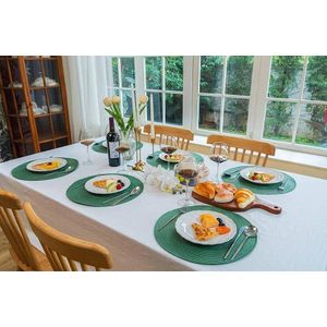  Round Placemats Set of 6,Braided 15 inch Table Mats Heat Resistant Non-Slip Washable,for Kitchen Dining Tables Four Seasons Dinner Parties Thanksgiving Christmas and Everyday Use -Olive Green 