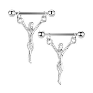 2Pc/set Stainless Steel Puncture Body Rings Statue Bohemia Sliver Barbells Puncture Nombril Bars Body Jewelry