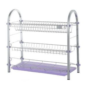 3 Tier Chrome Plated Dish Drying Rack Dish Drainer Kitchen Stainless Steel Storage Stand Organizer- Silver.